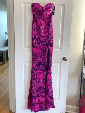 NWT Fashion Nova Exquisite Flower Sequin Gown - Purple/Magenta